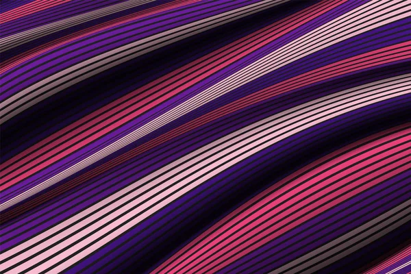 Lignes ondulées avec dégradé. Trendy Abstract Background with a Distorted Striped Surface. Modèle futuriste avec effet de volume et de mouvement. Débit. Abstraction 3D ondulée avec des rayures vectorielles déformées . — Image vectorielle