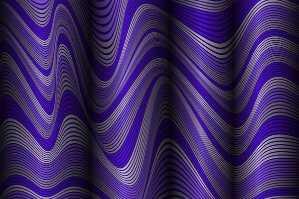 Antecedentes abstratos na moda. Papel de parede vetorial com efeito de volume e movimento. Distorção da superfície ultravioleta. Linhas onduladas e malha de gradiente. Ilustração Futurista 3D com Distorção de Linhas. Vazão . — Vetor de Stock