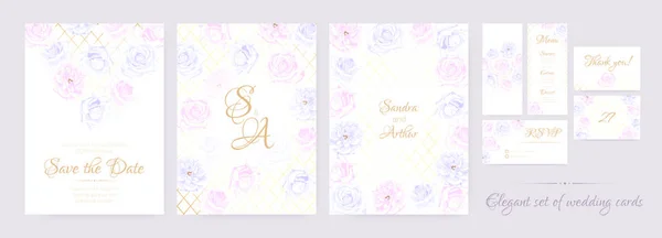 Bloemen bruiloft uitnodigen in Pastel kleuren. — Stockvector