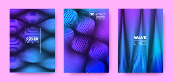 Welle lineares Plakat. Magenta Design Cover Set. — Stockfoto