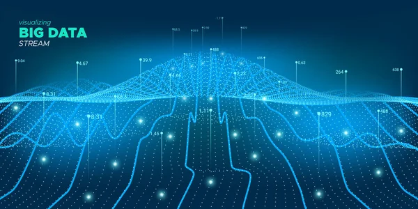 Data Stream. Fundo Infográfico Azul . — Vetor de Stock