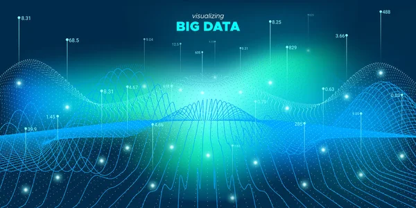 3D Big Data. Glühen statistische Illustration. Matrix — Stockvektor