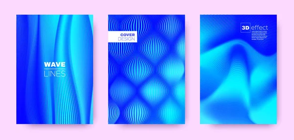 3D Lines concept. Wave vloeistof cover. Neon dynamisch — Stockvector