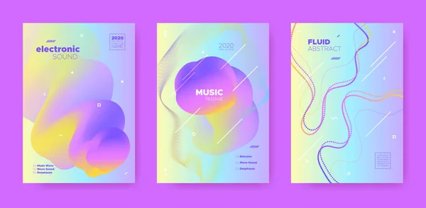 Techno Muziek Affiche. Wave Gradient Blend. Disco — Stockvector