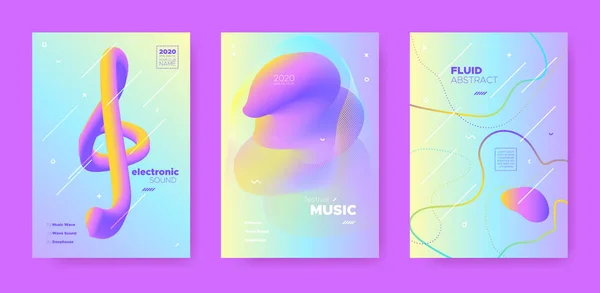 Electro Muziek Affiche. Wave Gradient Blend. Disco — Stockvector