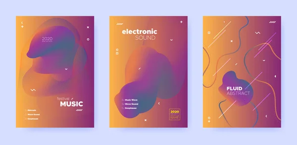 Gradient Flow Shapes. Nachtfeest Template. Blauw — Stockvector