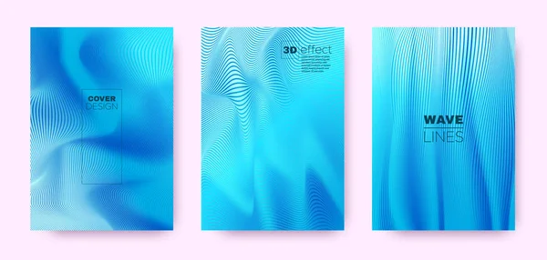 3D design čar. Wave Flow Plakát. Neonové minimum — Stockový vektor