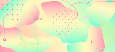 Pastel Renkli Arkaplan. Kırmızı Geometrik Şekiller. 