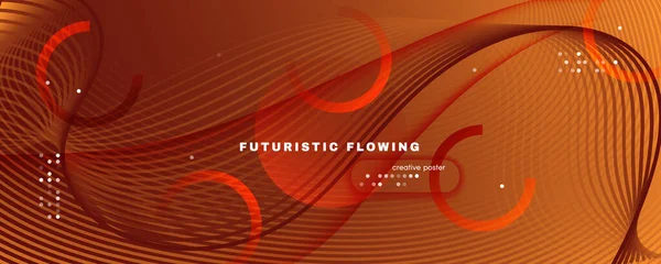 Curve Fluid Flow. Orange Gradient Background. 3d — Stock Vector