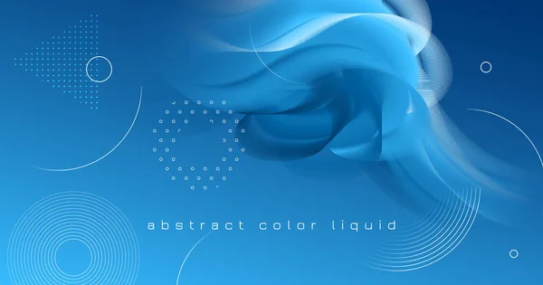 Formas de onda 3d. Banner de flujo. Azul Resumen — Vector de stock