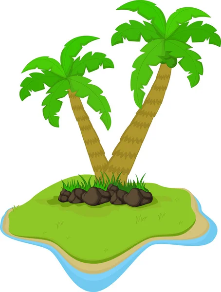 Ilustración Vectorial Palmera Isla Deshabitada —  Fotos de Stock