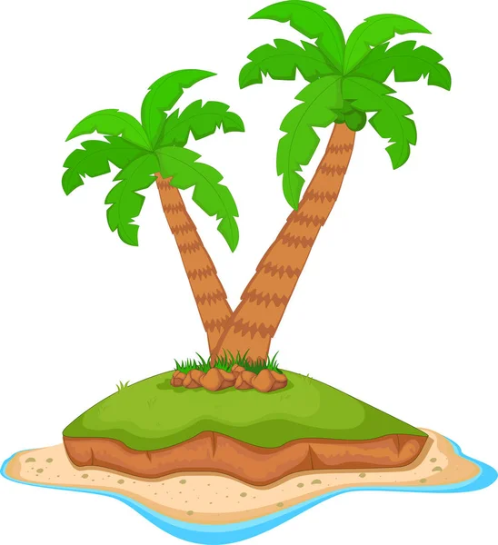 Vector Illustration Island Palm Tree — Stock Photo, Image