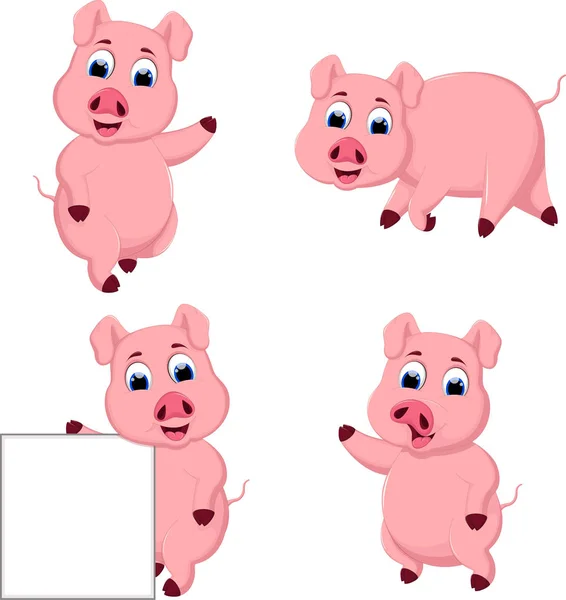 Wektor Ilustracja Kreskówka Śmieszne Świnia Projektowania — Zdjęcie stockowe