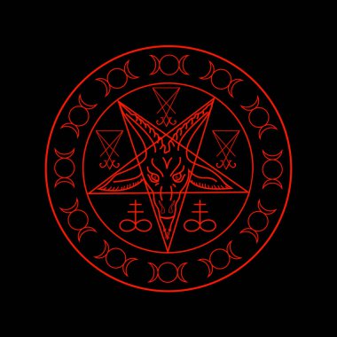 Kükürt, Üçlü Tanrıça, Baphomet Sigil ve Lucifer Wiccan sembolleri - Cross