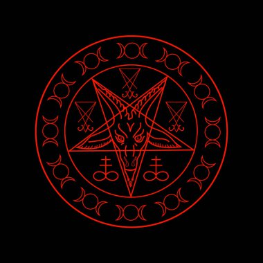 Kükürt, Üçlü Tanrıça, Baphomet Sigil ve Lucifer Wiccan sembolleri - Cross