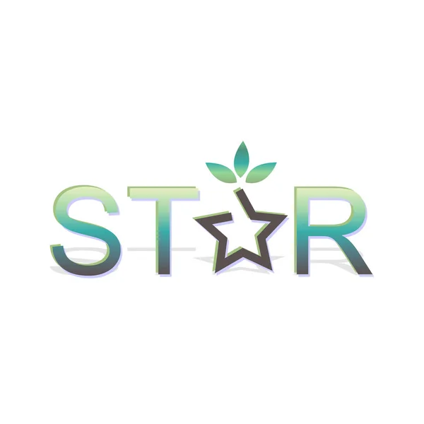 Estilo Estrela Recompensa Texto Estrela Fonte Verde —  Vetores de Stock