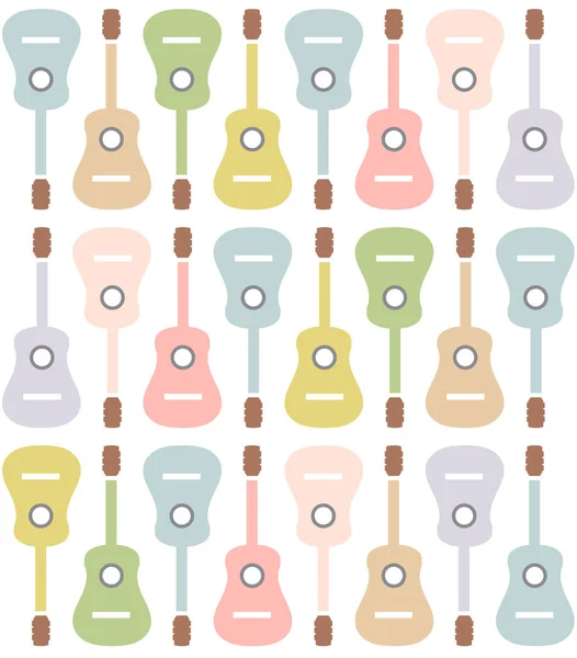 Пастельные Цветные Гитары Белом — стоковый вектор