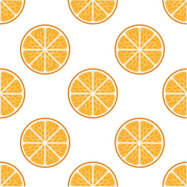 Frische Orangenscheiben Auf Weiß Orangefarbenem Fruchtmuster — Stockvektor