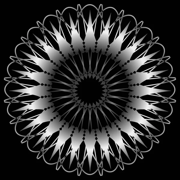 Mandala Ornement Rond Sur Noir — Image vectorielle