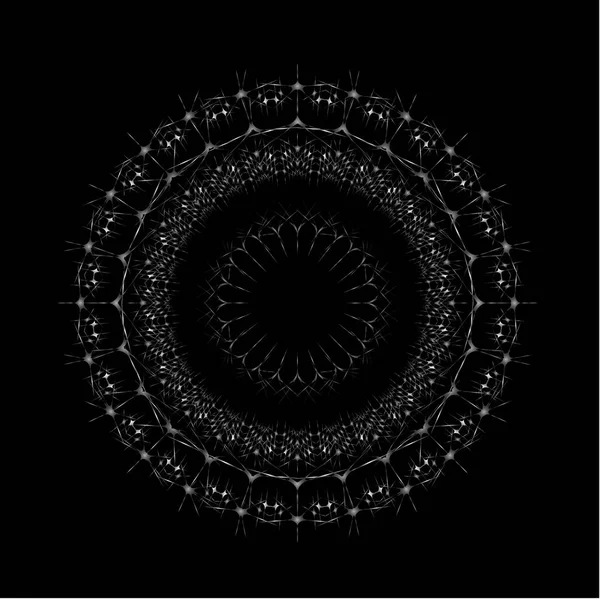 Mandala Runde Verzierung Auf Schwarz — Stockvektor