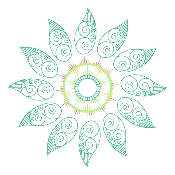 Feuille Verte Décorative Mandala — Image vectorielle