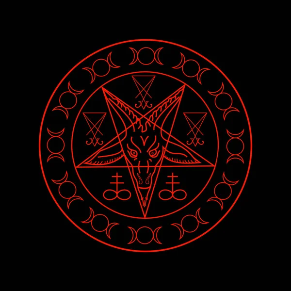 Kükürt, Üçlü Tanrıça, Baphomet Sigil ve Lucifer Wiccan sembolleri - Cross