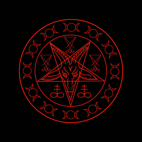 Wiccan symbols- Cross of Sulfur, Triple Goddess, Sigil of Baphomet and Lucifer