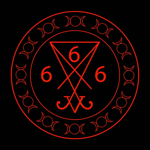666 Číslo Šelmy Sigil Lucifer Symbolu — Stockový vektor