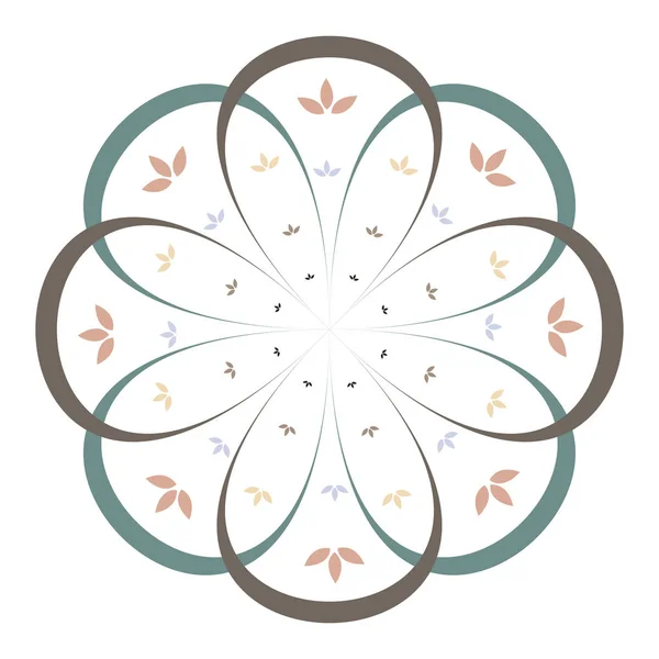 Mandala Minimaliste Fleurs Feuilles — Image vectorielle