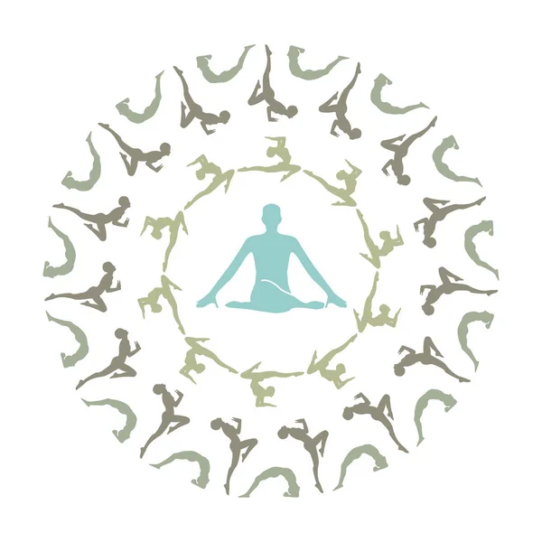 Yoga Mandala Μοναδική Σιλουέτα Γιόγκα Mandala — Διανυσματικό Αρχείο