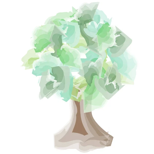 Akvarelu Strom Širokým Kmenem — Stockový vektor