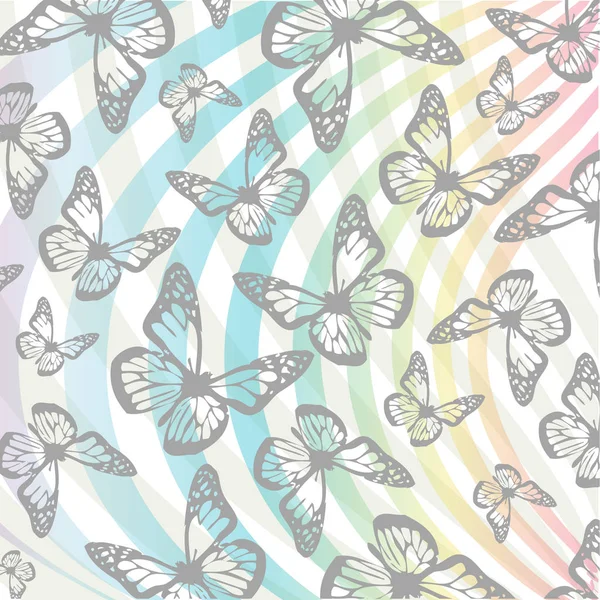 蝴蝶和漩涡背景 — 图库矢量图片