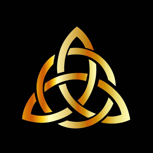 Goldenes Triquetra Keltisches Kreuz Keltischer Dreipunkt Dreifaltigkeitsknoten — Stockvektor
