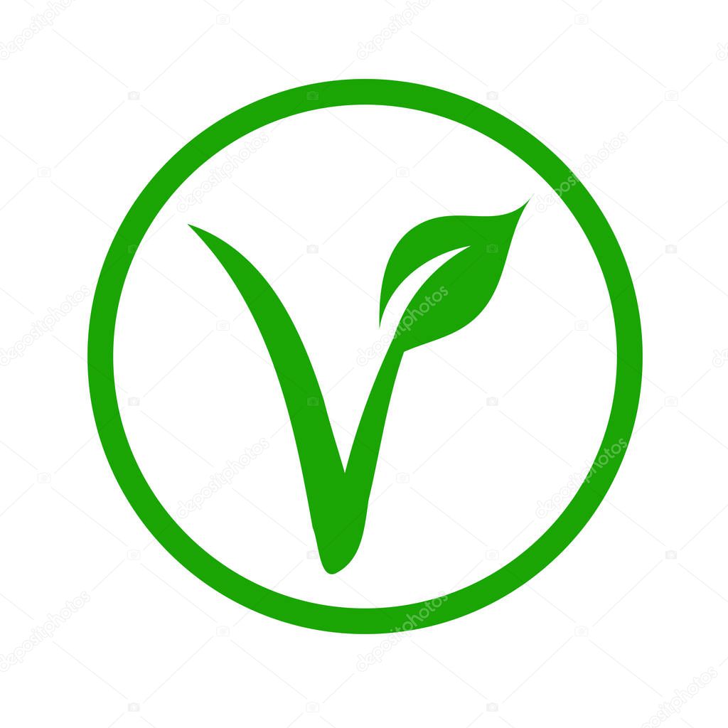 Universal vegetarian symbol- The V-label- V with a leaf, originated with the European Vegetarian Union.