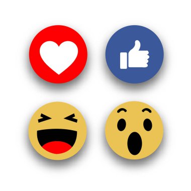 Social media face reaction emojis flat icons clipart