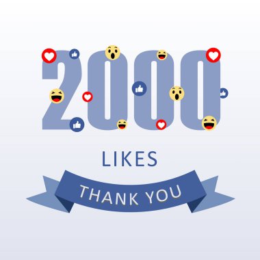 2000 seviyor teşekkürler emoji ve kalp-sosyal medya Şükran ecard