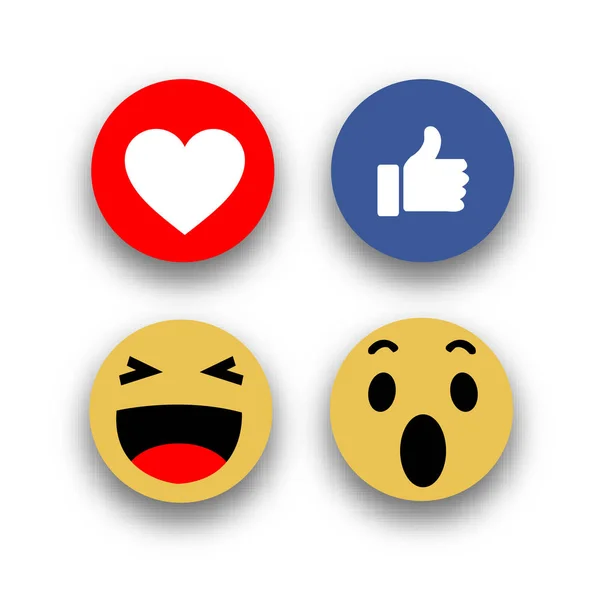 Social Media Face Reaction Emojis Flat Icons — Stock Vector