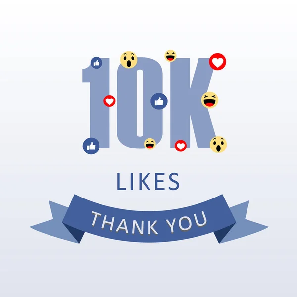 10K Likes Thank You Number Emoji Heart Social Media Gratitude — Stock Vector