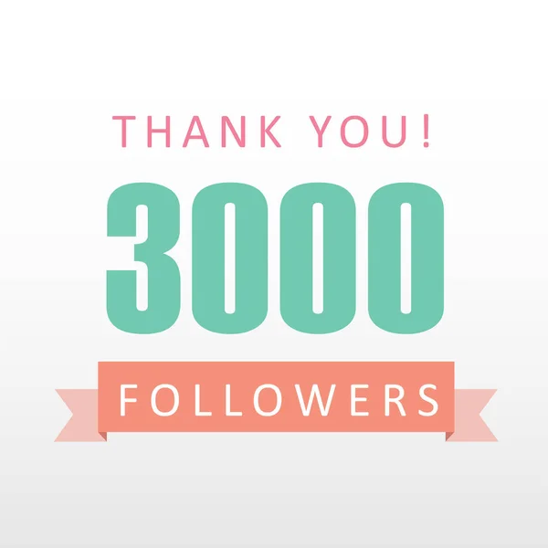 3000 Followers Thank You Number Banner Social Media Gratitude — Stock vektor