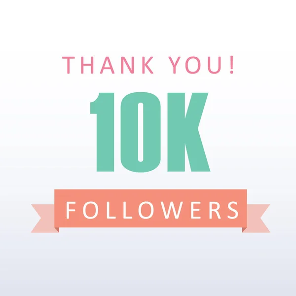 10K Followers Thank You Number Banner Social Media Gratitude — Stock Vector