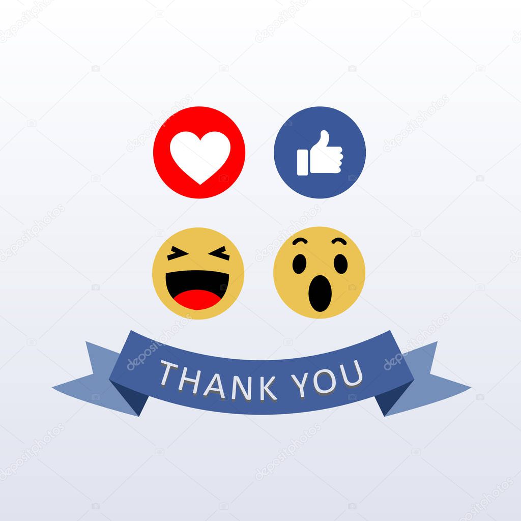 Social Media Face Reaction Emojis with thank you