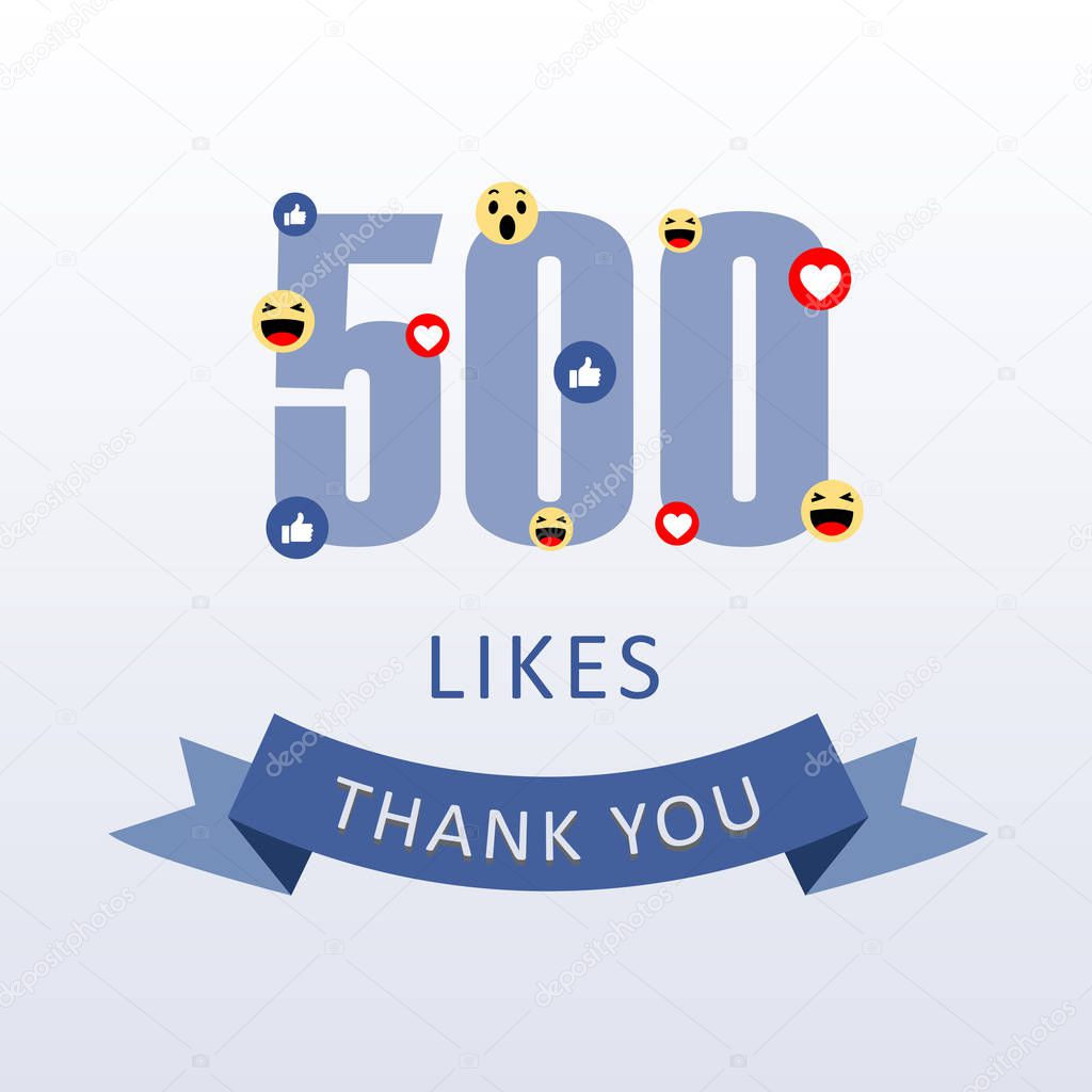 500 Likes Thank you number with emoji and heart- social media gratitude ecard