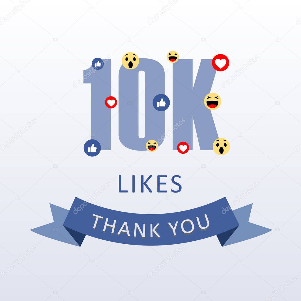 10K Likes Thank you number with emoji and heart- social media gratitude ecard