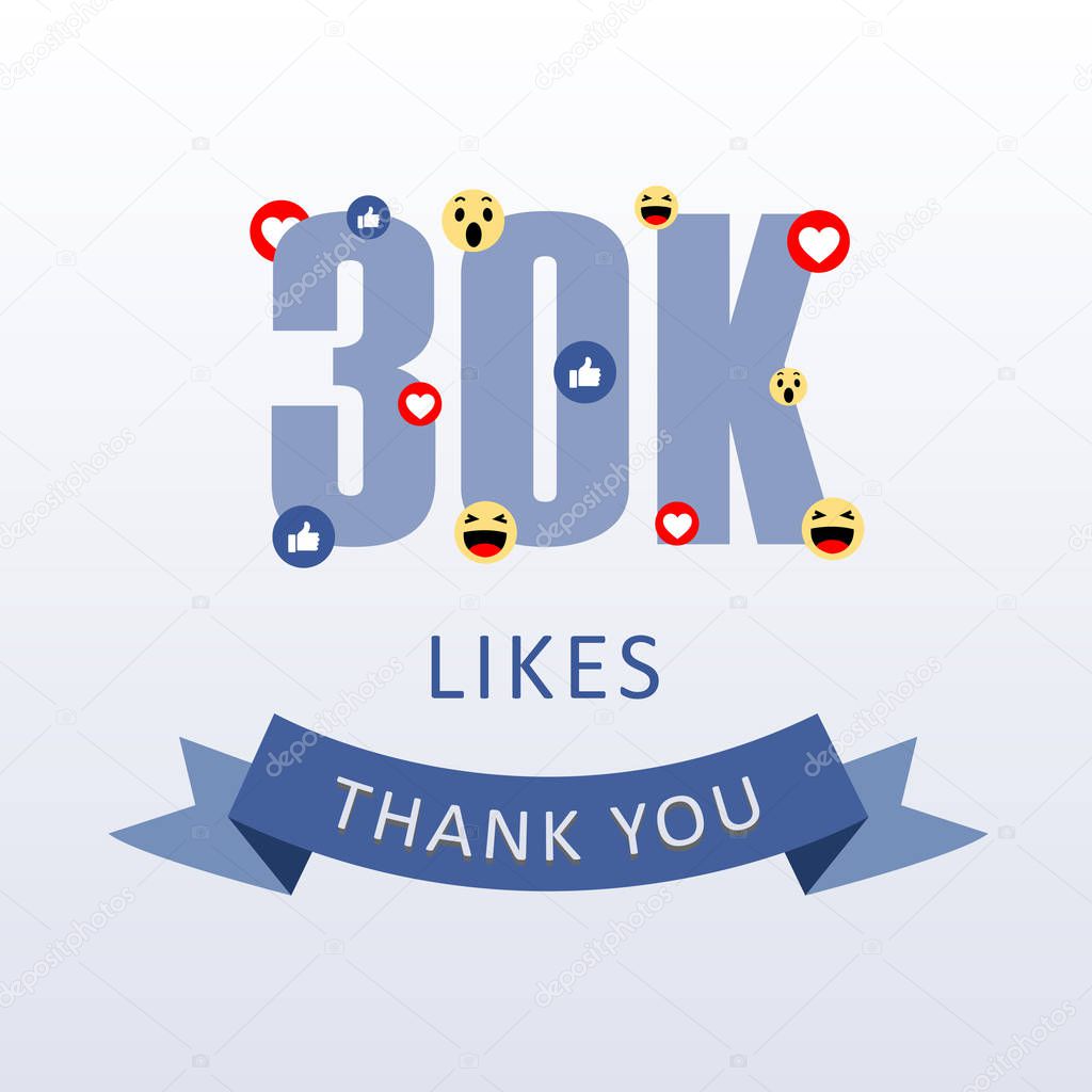 30K Likes Thank you number with emoji and heart- social media gratitude ecard