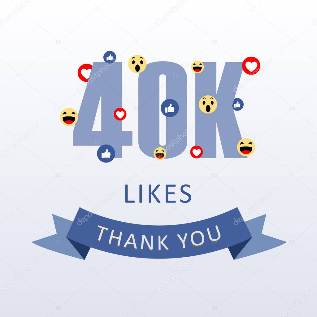 40K Likes Thank you number with emoji and heart- social media gratitude ecard