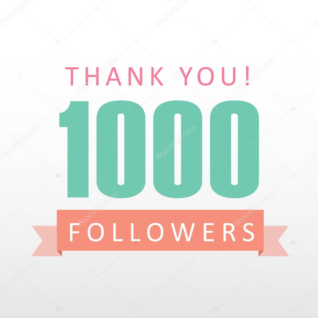 1000 followers Thank you number with banner- social media gratitude