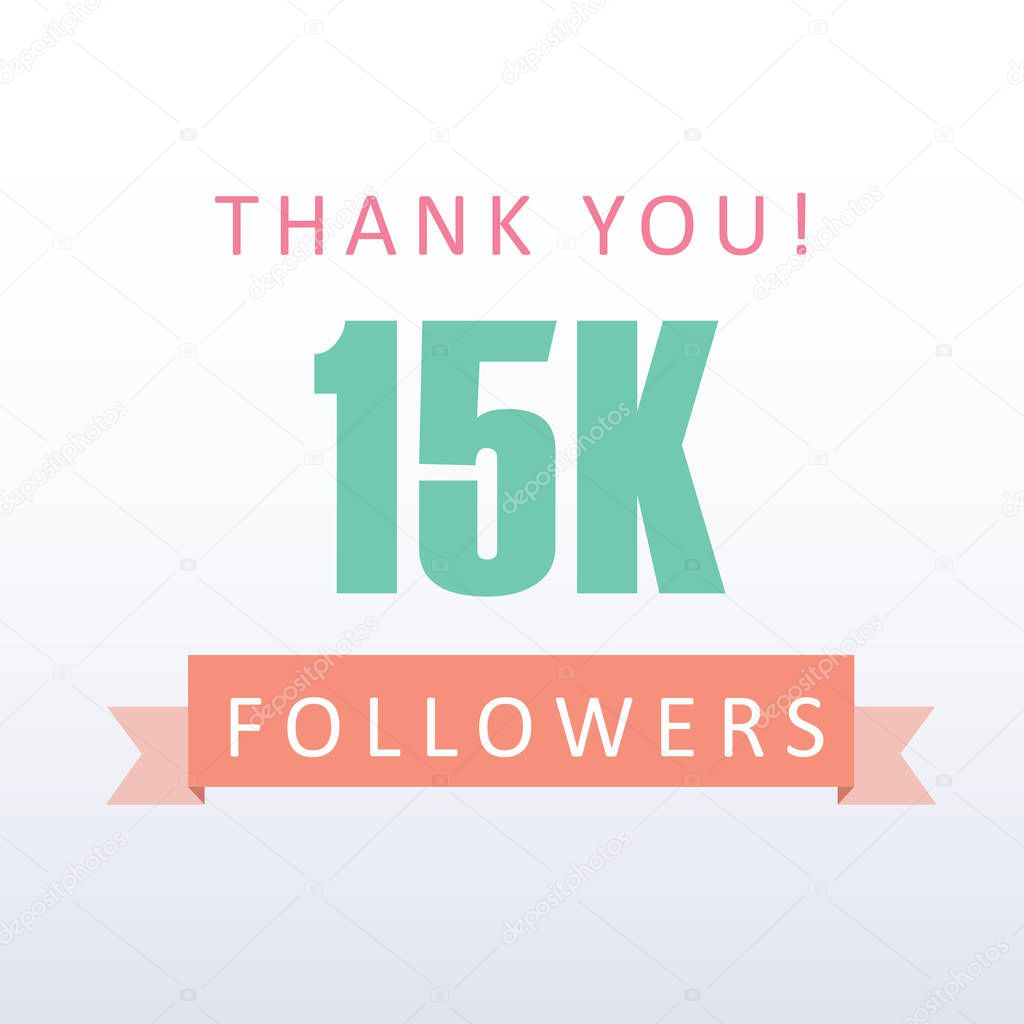 15K followers Thank you number with banner- social media gratitude