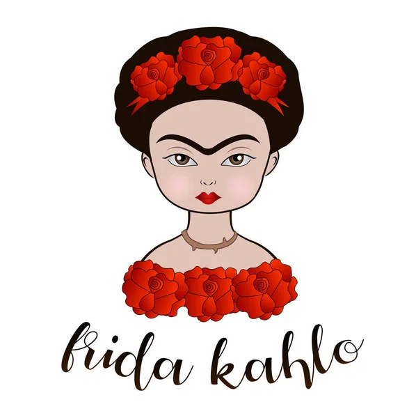 Cartoon Portrait Frida Kahlo — Stock Vector
