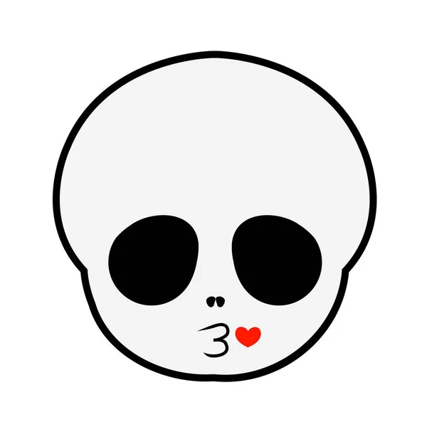 Cute Skull Blowing Kisses — Stock Vector