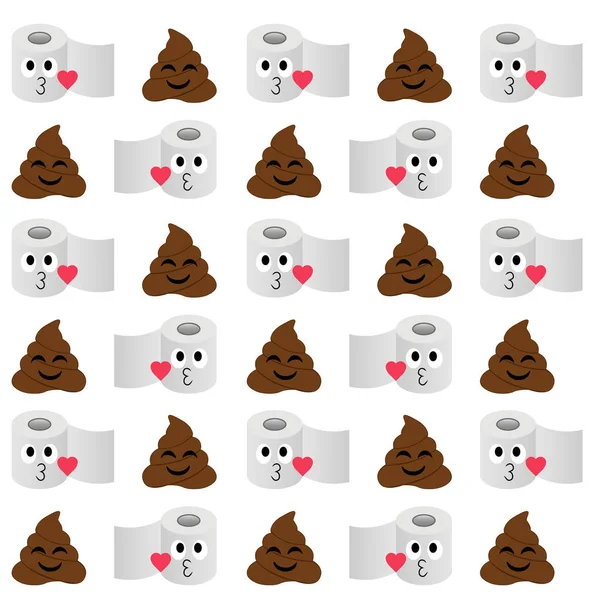 Poop Papel Higiénico Pareja Fondo Sin Costuras — Archivo Imágenes Vectoriales